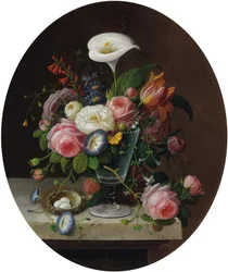 Blumen in einer Kristallvase